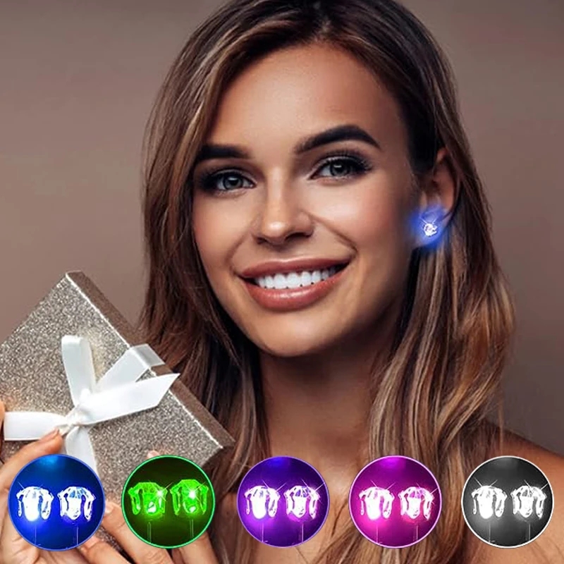 Diamond Stud Earrings - 1 paar Led Light Up Ear