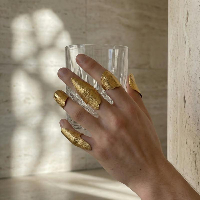Minimalist Ring Stackable - 1/5 stuks onregelmatige textuur knokkelringset gouden