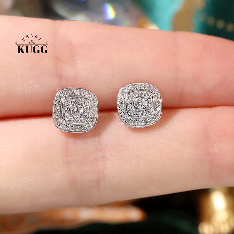 Diamond Stud Earrings - KUGG 100% 18K Wit Goud Oorbellen
