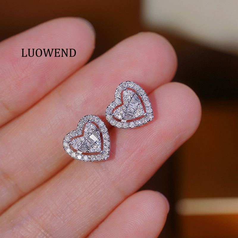 Diamond Stud Earrings - LUOWEND 100% 18K Witgouden Oorbellen Dames