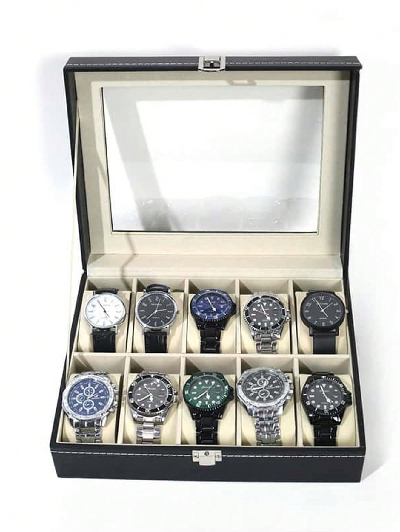 Jewelry Watches Box - Leren horlogedoos met slot, grote capaciteit