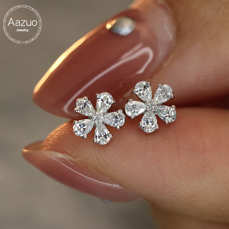 Diamond Stud Earrings - Aazuo Fijne Sieraden 18K Origineel Wit