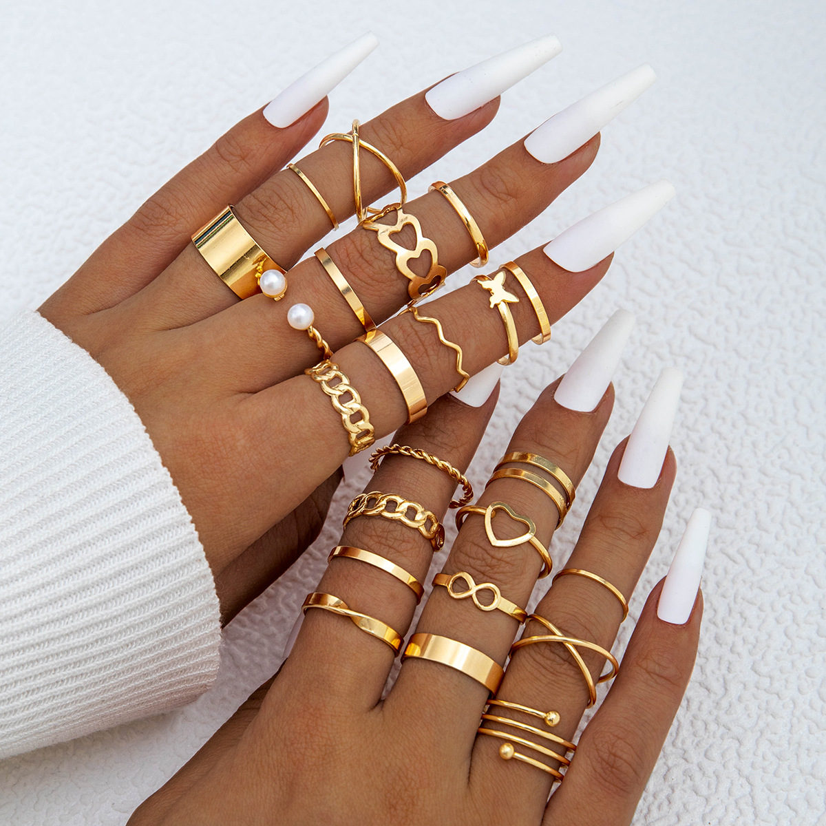 Minimalist Ring Stackable - Vlinderfiguur 8 Ringset 14/23PC Vergrendeld Hart
