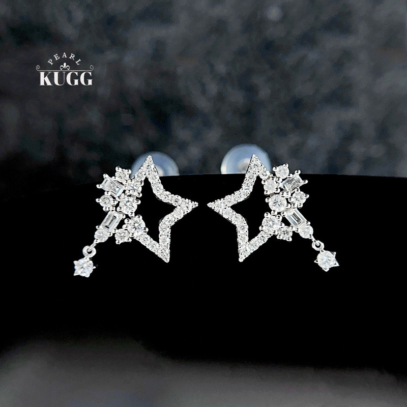 Diamond Stud Earrings - KUGG 100% 18K Wit Goud Oorbellen