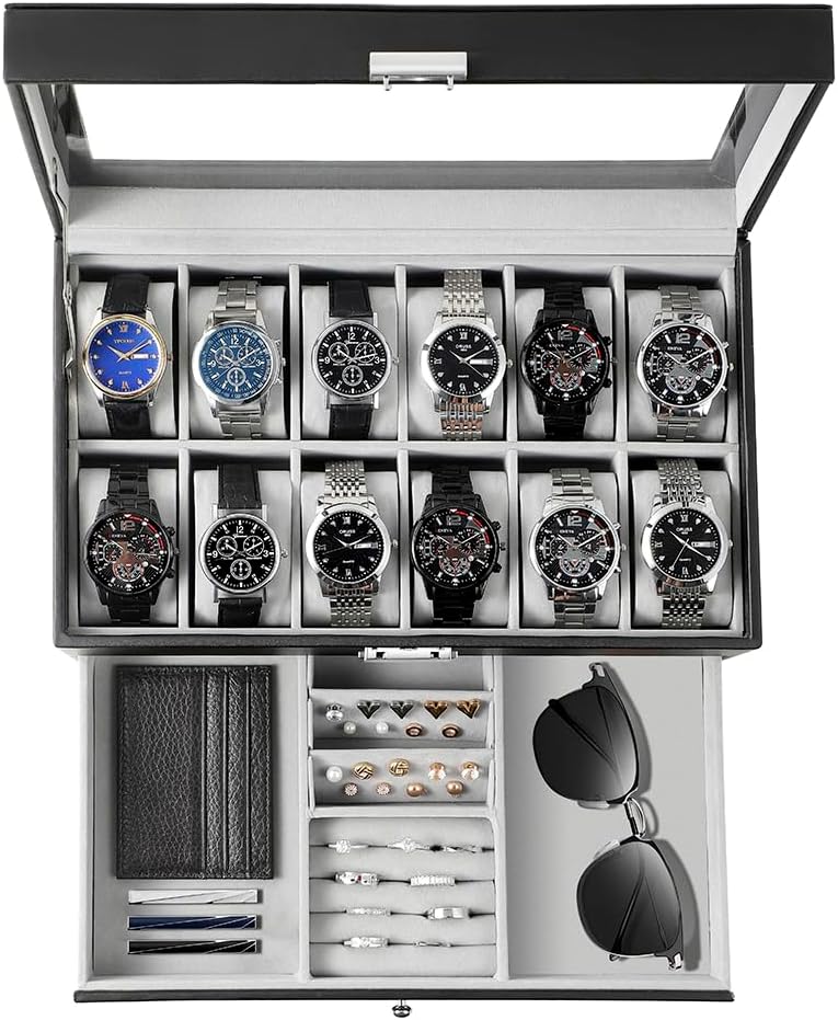 Jewelry Watches Box - Horloge-opbergdoos voor mannen, cadeau, 12 vakjes