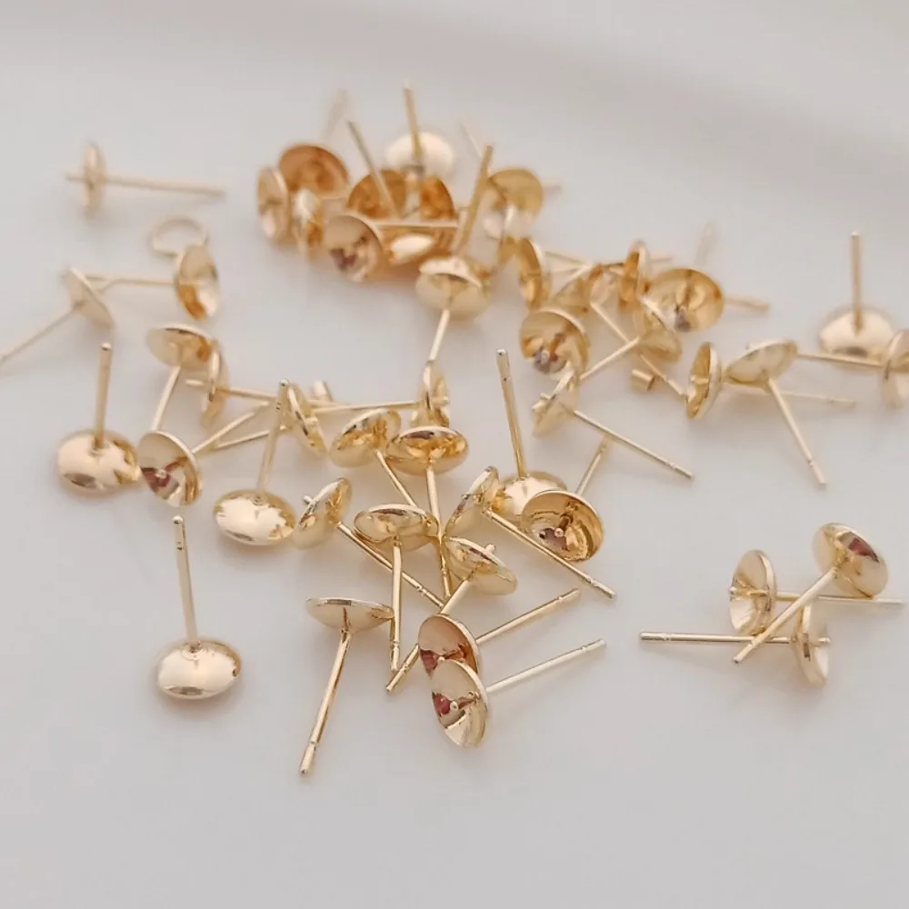 Pearl Stud Earrings - 14K vergulde kralenaccessoires, halfgats geplakte oorstekers,