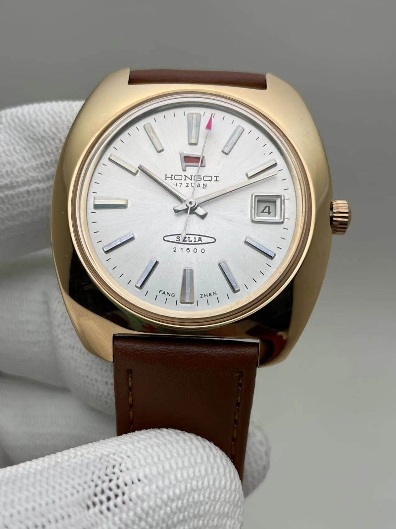 Rose Gold Bracelet - Red Flag merkhorloge, roségouden kast, abalone-kast,