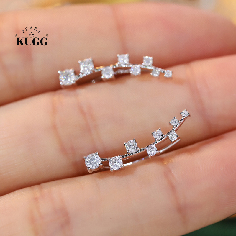 Diamond Stud Earrings - Kugg 100% 18K Wit Goud Oorbellen