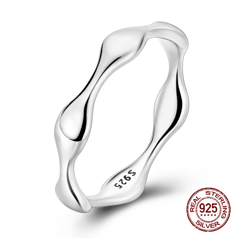 Minimalist Ring Stackable - 925 Sterling Zilver Golvende Onregelmatige Bandring