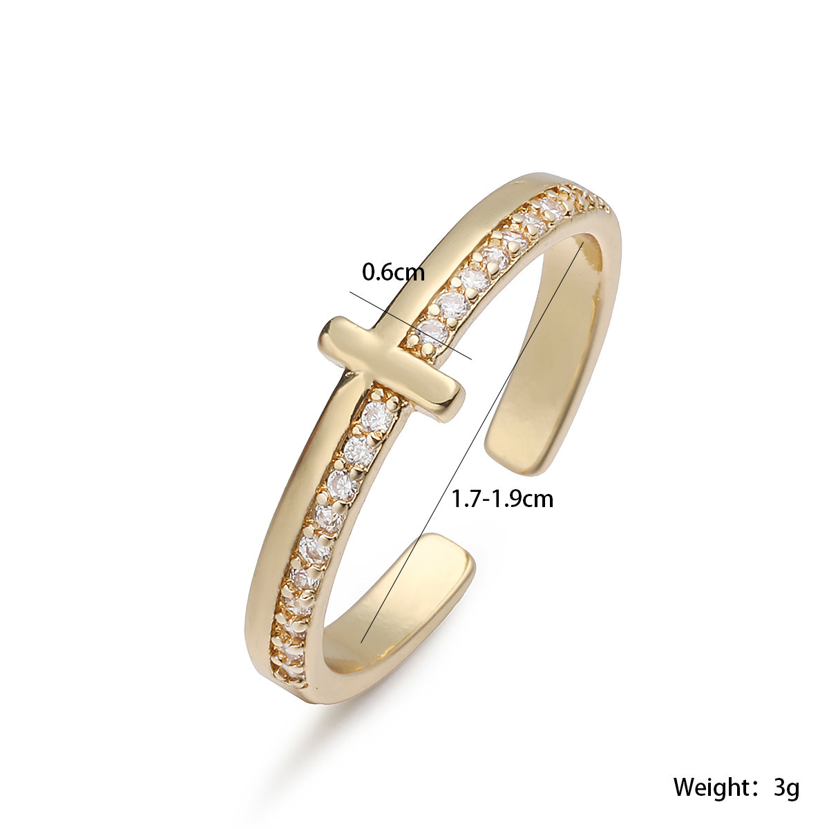 Messing kruis zirkoon open man - Minimalist Ring Stackable recensie en prijs
