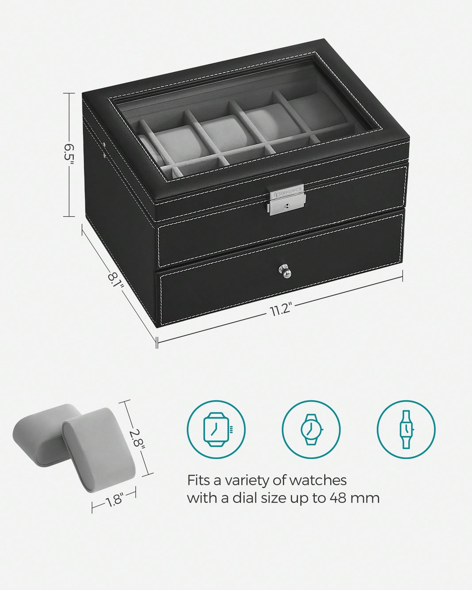 Horlogebox met 20 vakjes, glaz - Jewelry Watches Box recensie en prijs