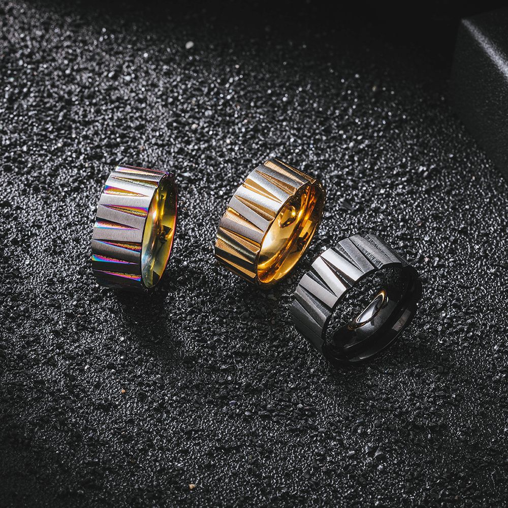 Kleurrijke roestvrijstalen geo - Couple Ring Set recensie en prijs