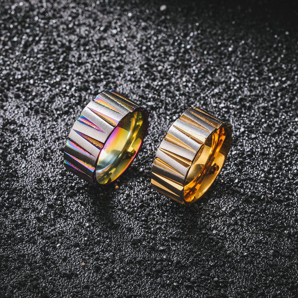 Kleurrijke roestvrijstalen geo - Couple Ring Set recensie en prijs