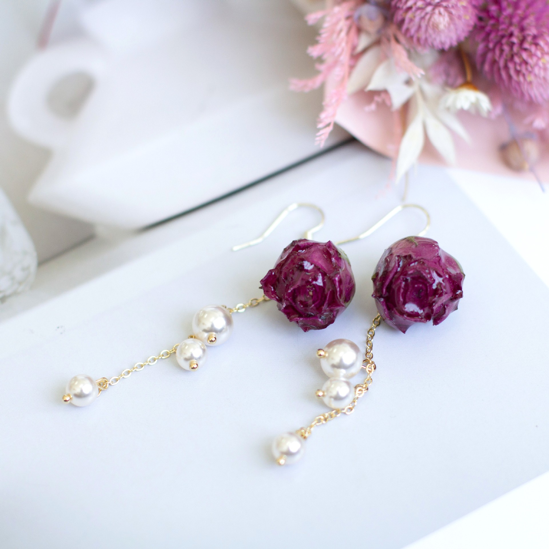 Elegante onsterfelijke roos pa - Pearl Stud Earrings recensie en prijs